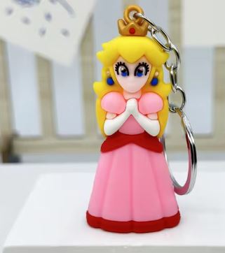 Peach Princess Puff Ball Keychain