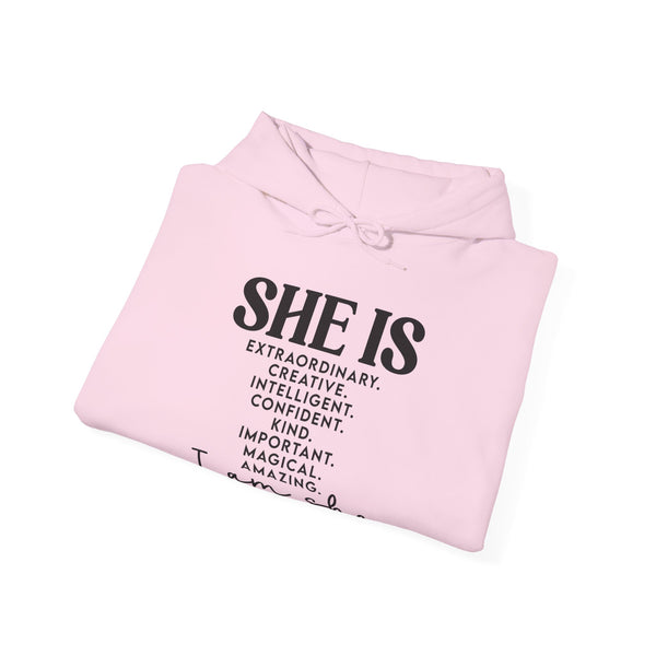 She Is - PoP! Unisex Hooded Sweatshirt Black Lettering