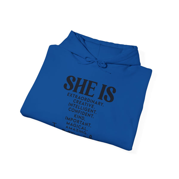 She Is - PoP! Unisex Hooded Sweatshirt Black Lettering