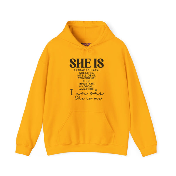 She Is - PoP! Unisex Hooded Sweatshirt Black Lettering