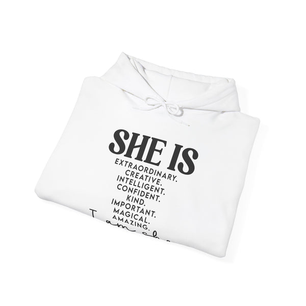 She Is - PoP! Unisex Hooded Sweatshirt Black Lettering