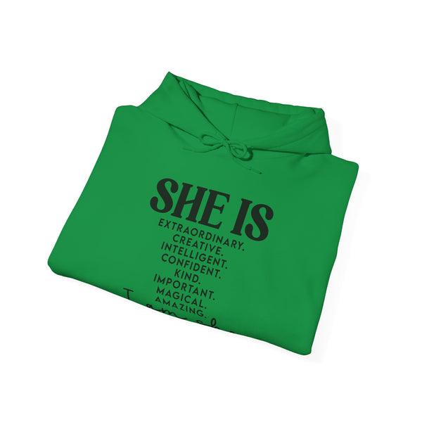 She Is - PoP! Unisex Hooded Sweatshirt Black Lettering