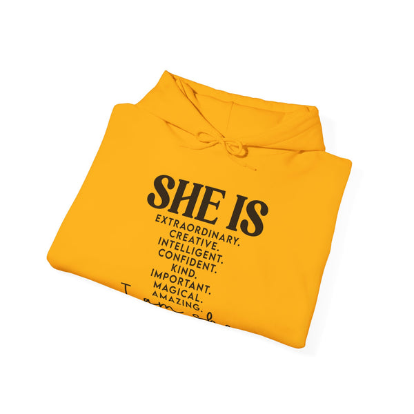 She Is - PoP! Unisex Hooded Sweatshirt Black Lettering