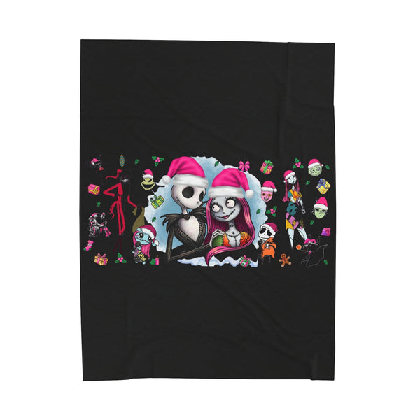 Jack & Sally Velveteen Plush Blanket - Black