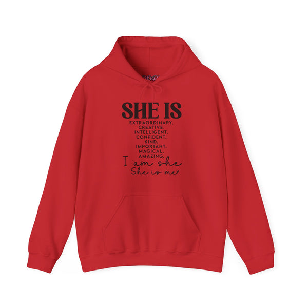 She Is - PoP! Unisex Hooded Sweatshirt Black Lettering