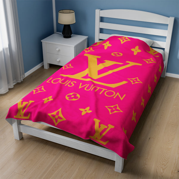 Pink & Gold Velveteen Plush Blanket