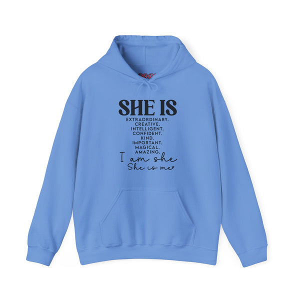 She Is - PoP! Unisex Hooded Sweatshirt Black Lettering