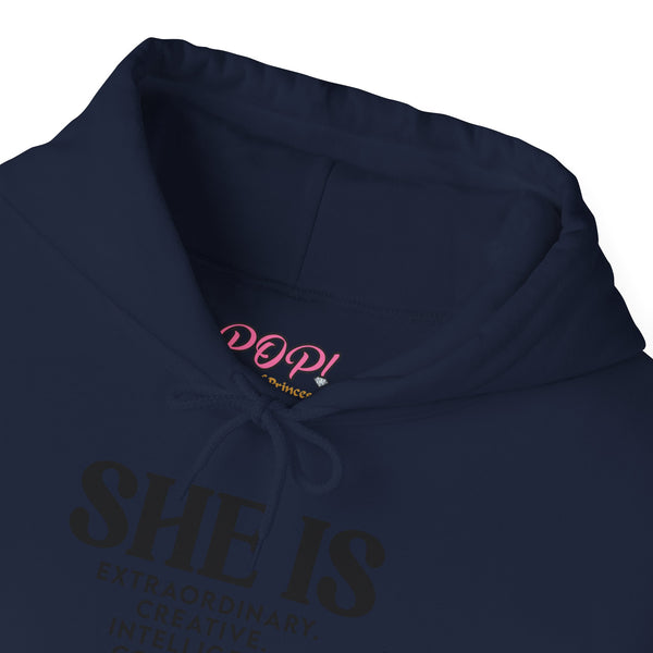 She Is - PoP! Unisex Hooded Sweatshirt Black Lettering