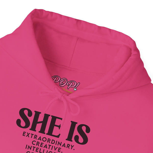 She Is - PoP! Unisex Hooded Sweatshirt Black Lettering