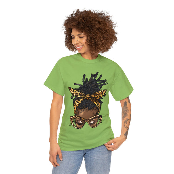 PoP! T-Shirt - Leopard Afro Messy Bun Locs
