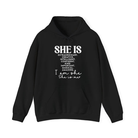 She Is - PoP! Unisex Hooded Sweatshirt White Lettering