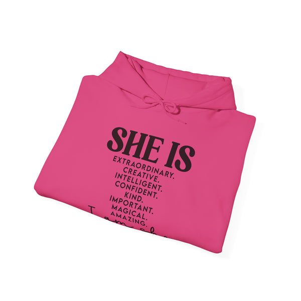 She Is - PoP! Unisex Hooded Sweatshirt Black Lettering