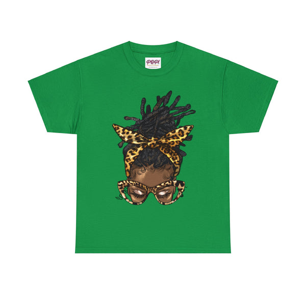 PoP! T-Shirt - Leopard Afro Messy Bun Locs