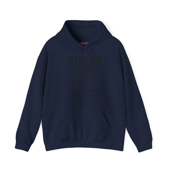 She Is - PoP! Unisex Hooded Sweatshirt Black Lettering