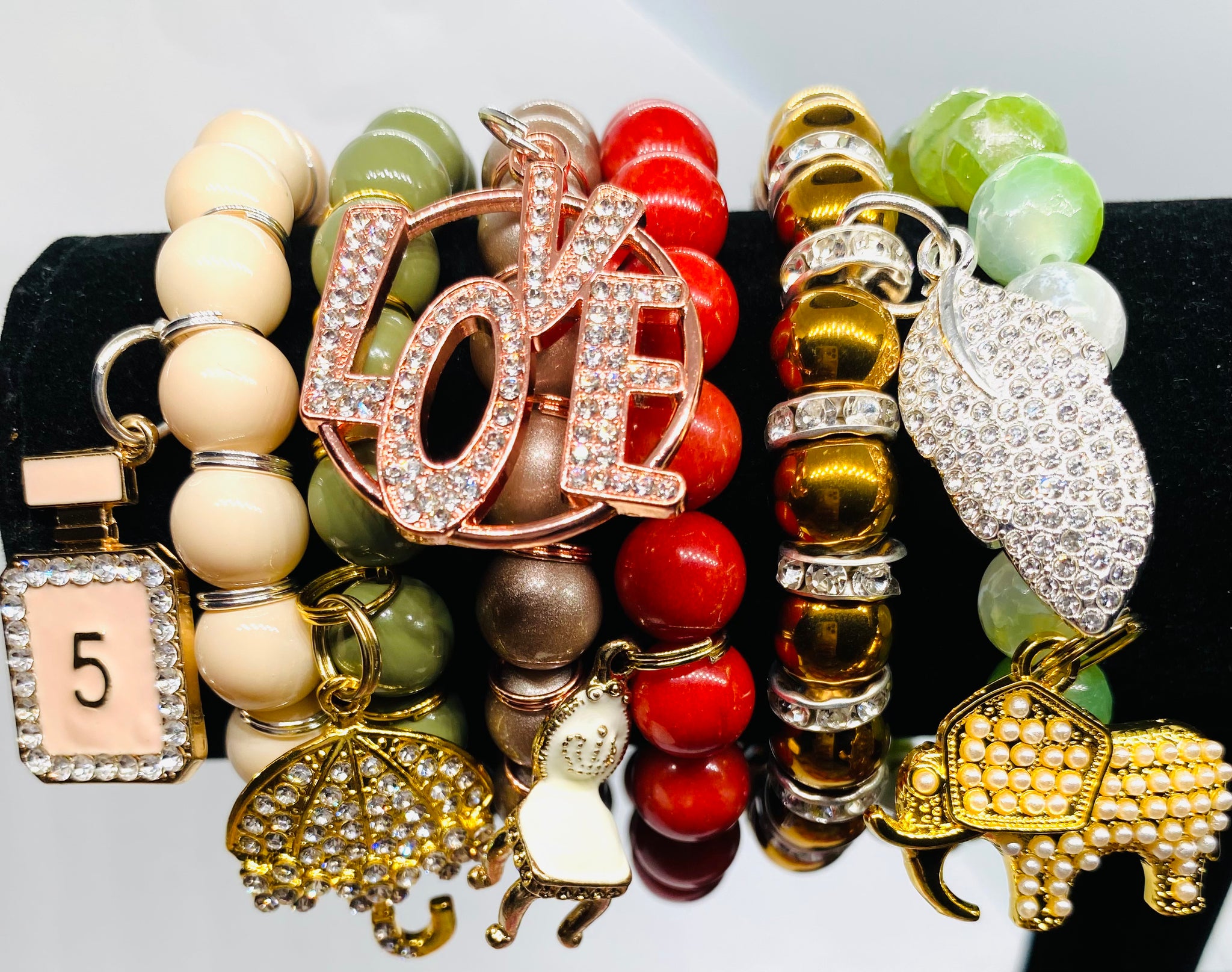 Love & Happiness Beaded Charm Bracelet Set