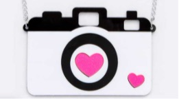 Pink Hearts Camera Necklace